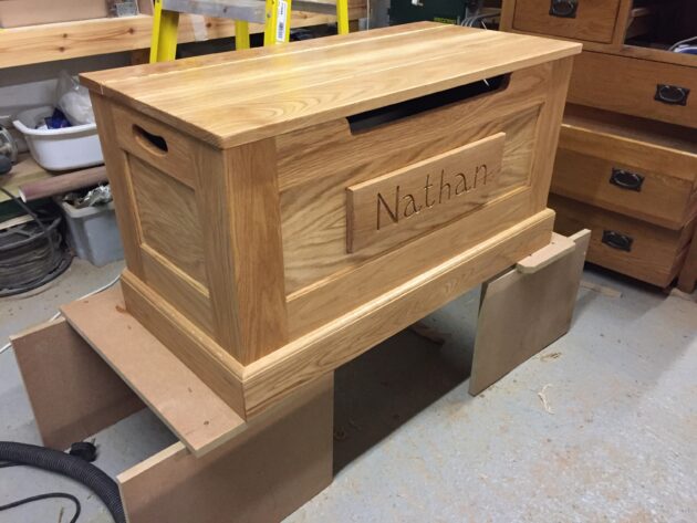 Child's toy box in oak
